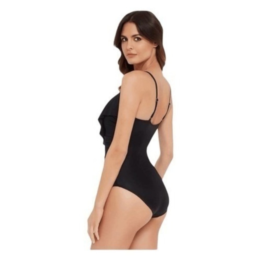 MagicSuit Isabel Tummy Control Ruffle Front One Piece Swimsuit Black Soft Cup Sw - Picture 4 of 14